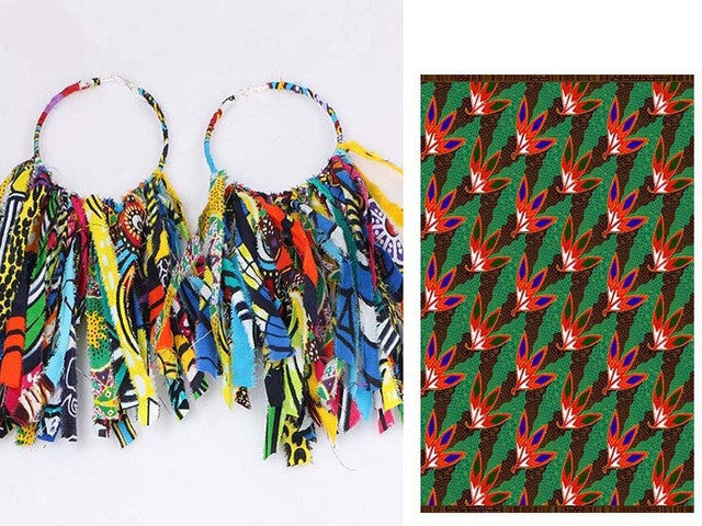 Ankara Hoop Tassel  Earrings