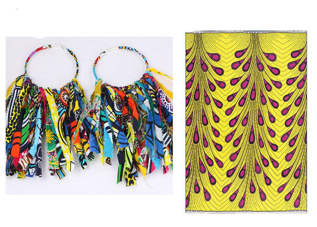 Ankara Hoop Tassel  Earrings