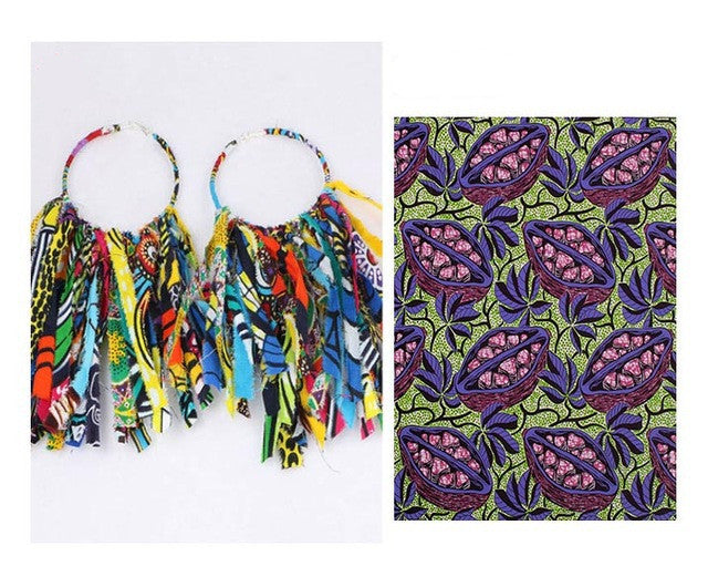 Ankara Hoop Tassel  Earrings