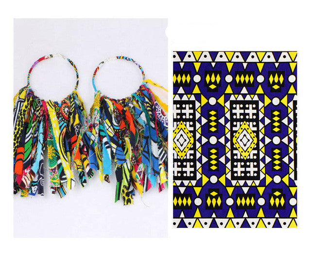 Ankara Hoop Tassel  Earrings