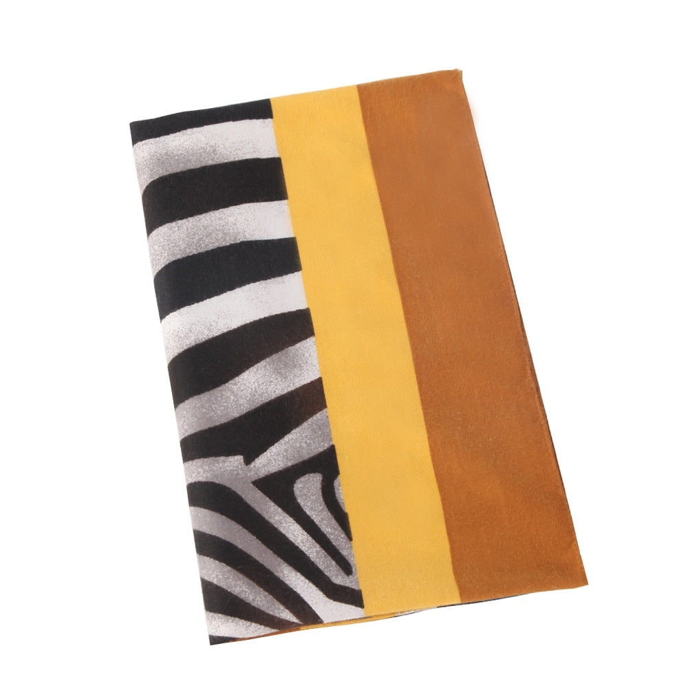 Double sided Satin printed zebra scarf with color edge