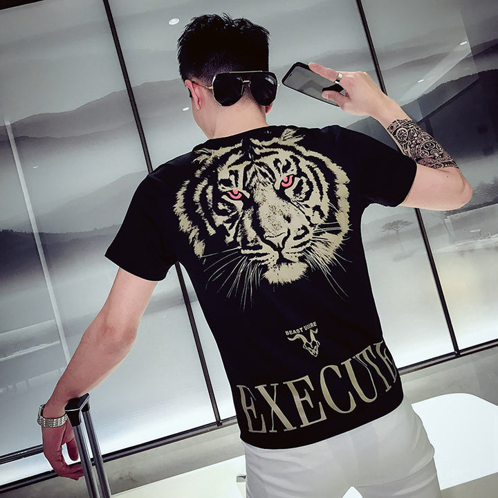 Tiger head back print short sleeves