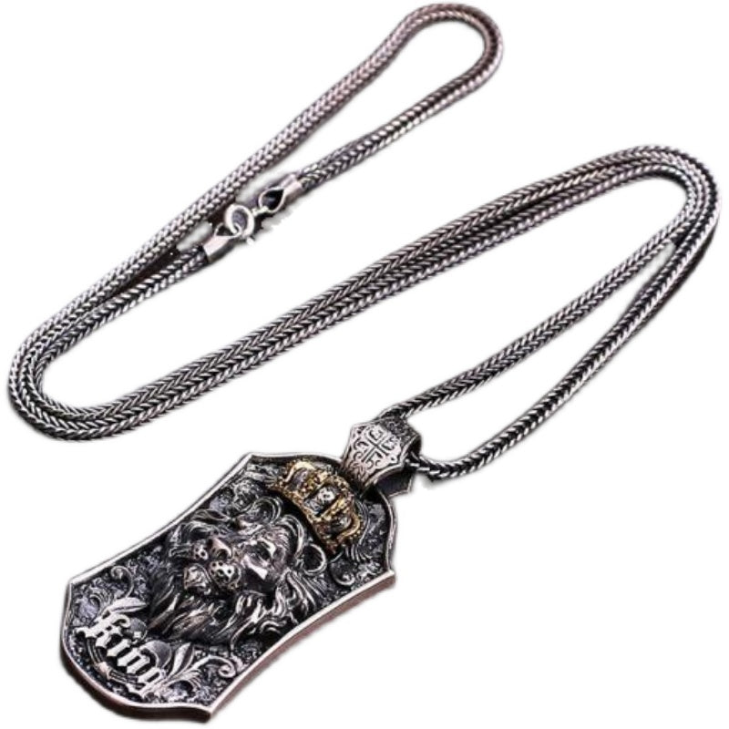 Antique Silver Lion King Pendant