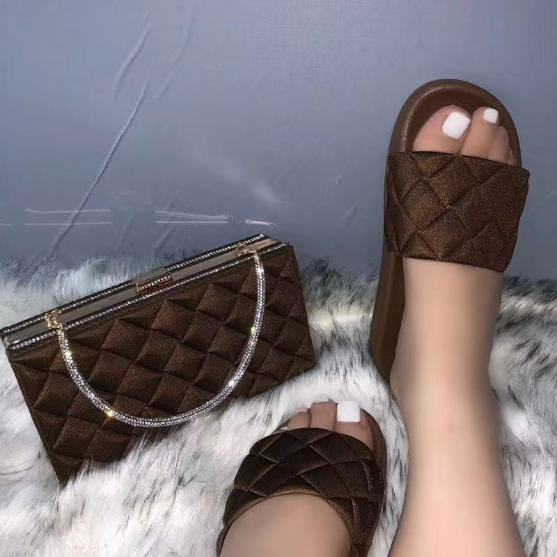 Quilted Bag and Slide Slipper Set