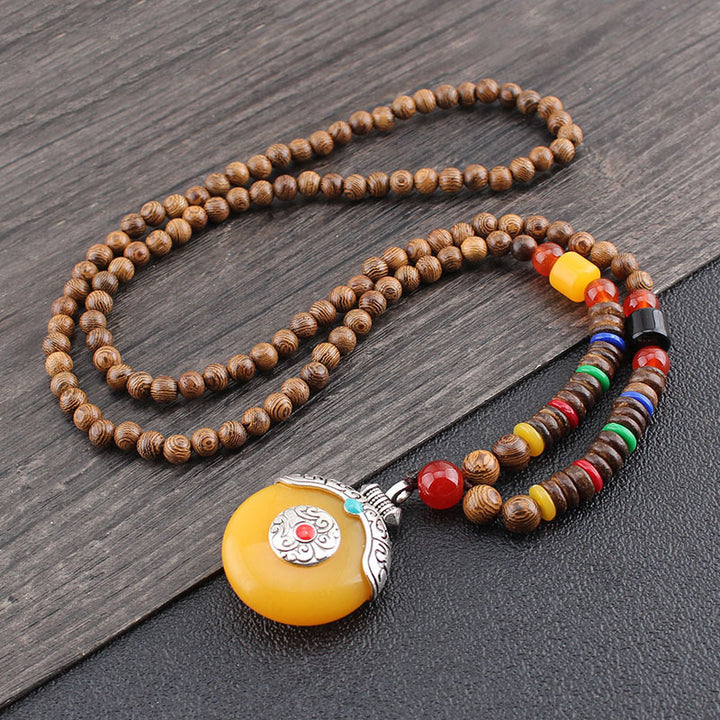 Men's Ethnic Style Wooden Bead Sweater Chain