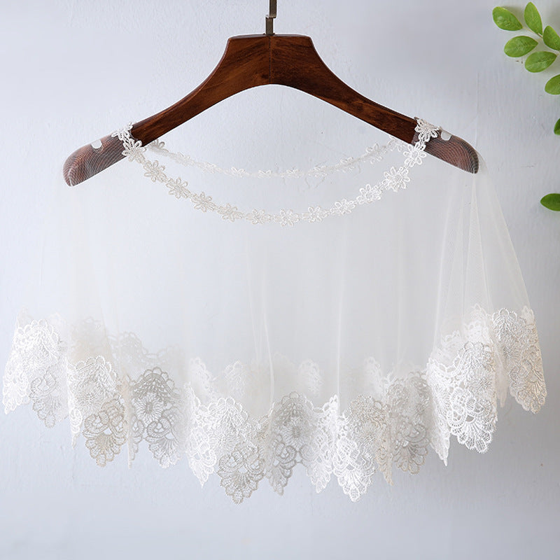 Women's Summer Thin Pullover Lace Shawl Blouse