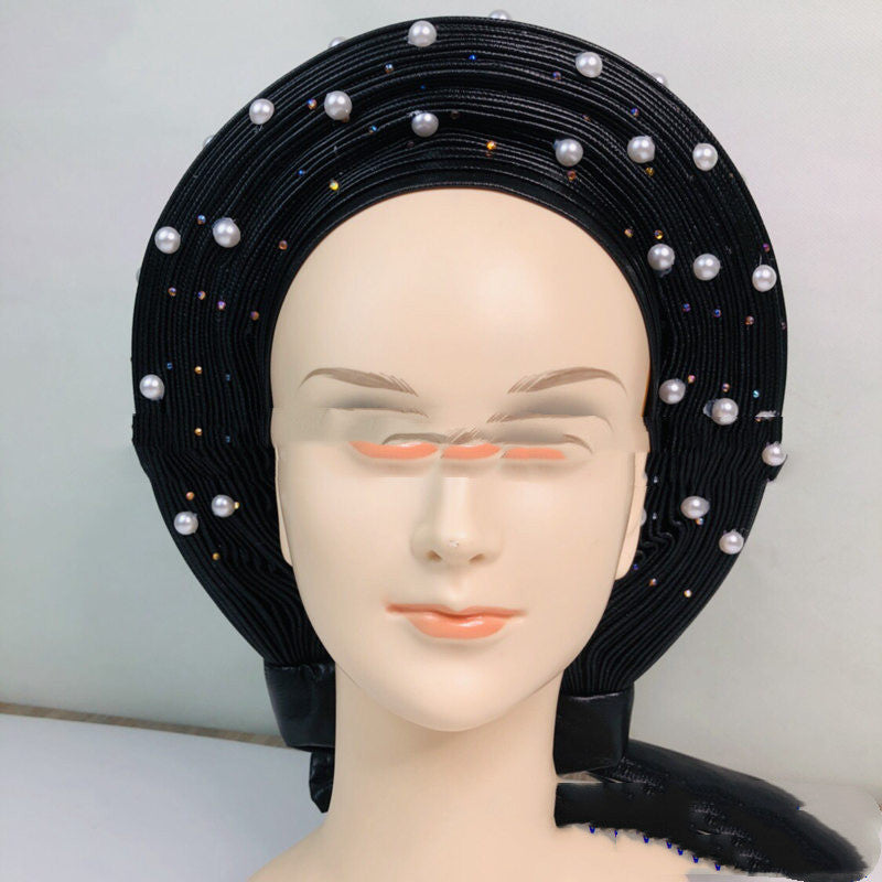 Pleated Pearl Gele Head Gear