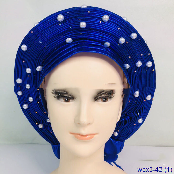 Pleated Pearl Gele Head Gear