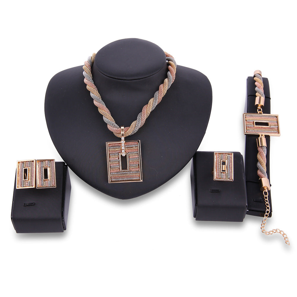 Tricolor Four Piece Jewelry Set