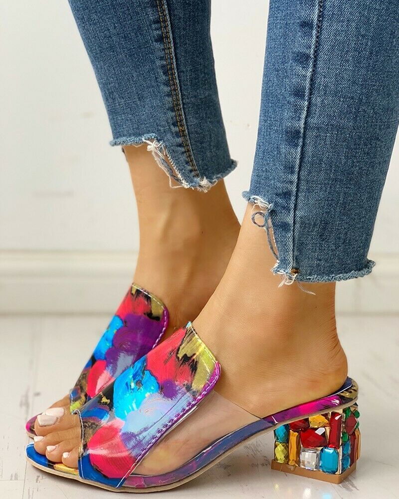 Kaleidoscope Block Heel Sandals