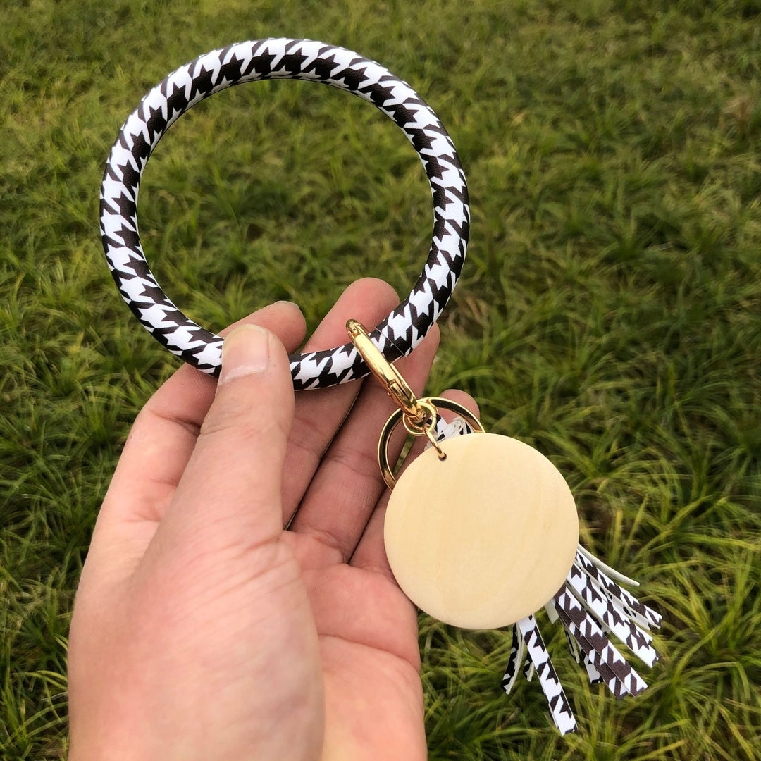 Leather Animal Print Bracelet with Tassle