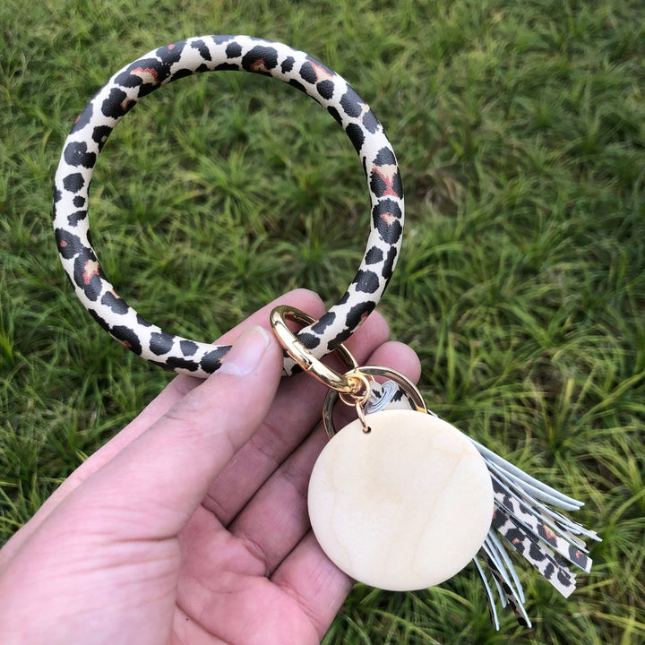 Leather Animal Print Bracelet with Tassle