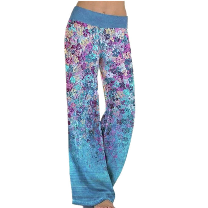 Women's Loose Positioning Printing Yoga Wide Leg Sports Trousers Women