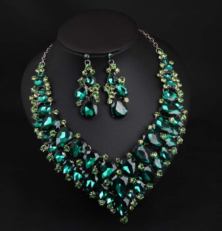 Tiered Crystal Necklace and Earring Set