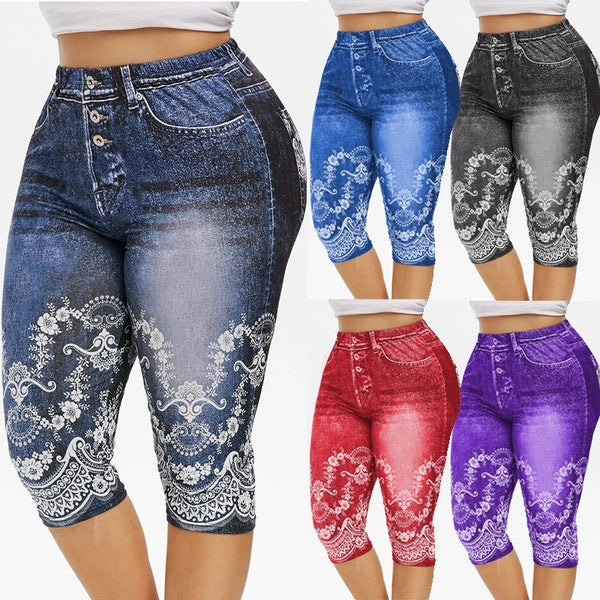 Denim High Waist Capri Jeggings