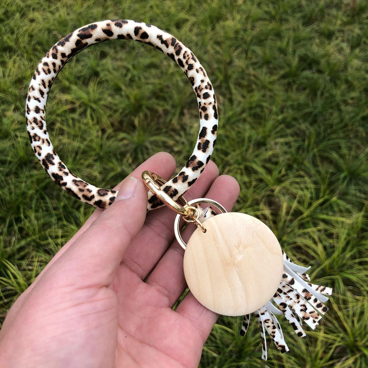 Leather Animal Print Bracelet with Tassle