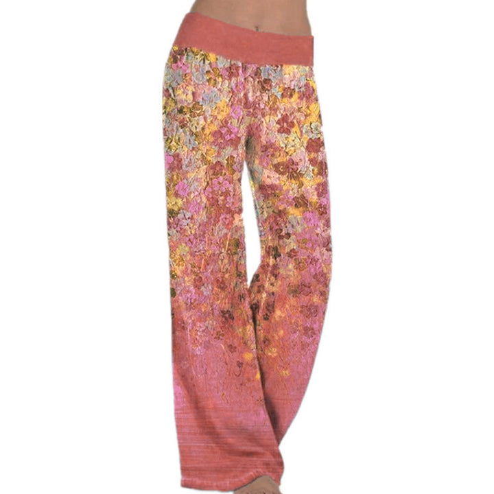 Women's Loose Positioning Printing Yoga Wide Leg Sports Trousers Women