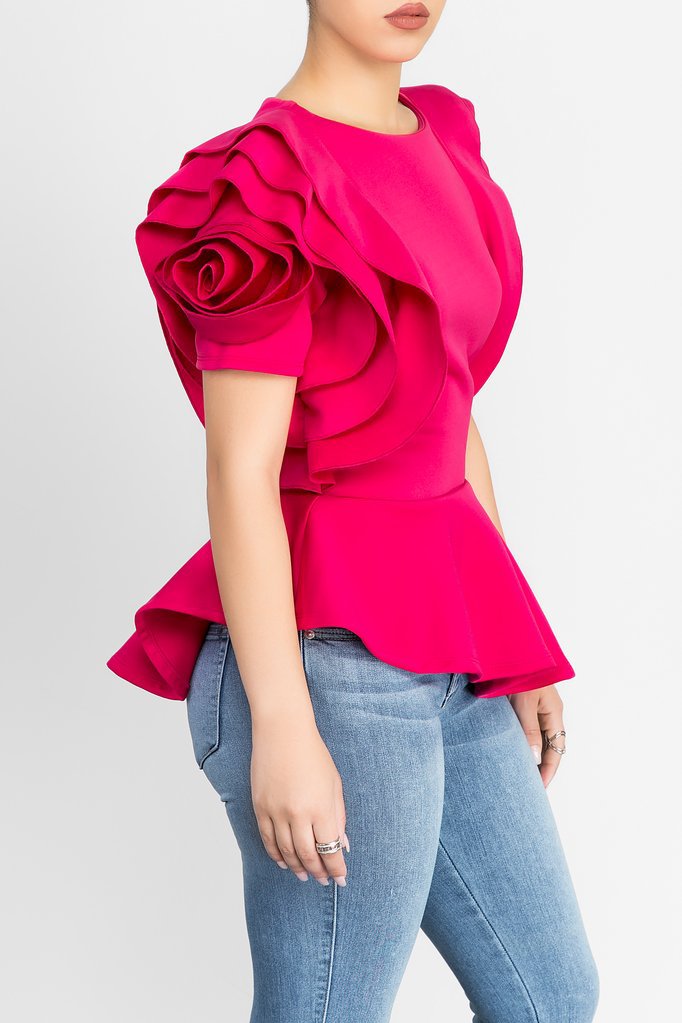 Flower Sleeved Women's Top