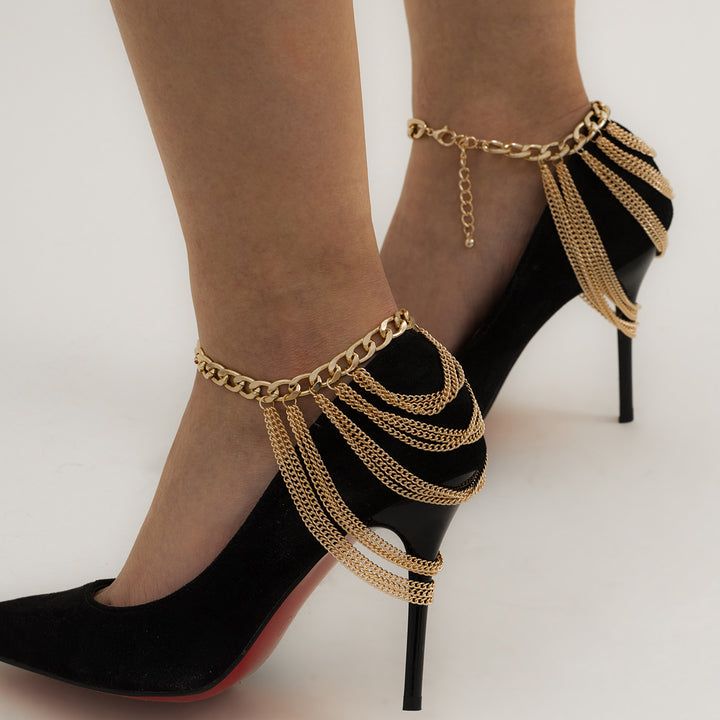 Temperament Multi-layer Tassel Hip-hop Anklet Female Exaggerated