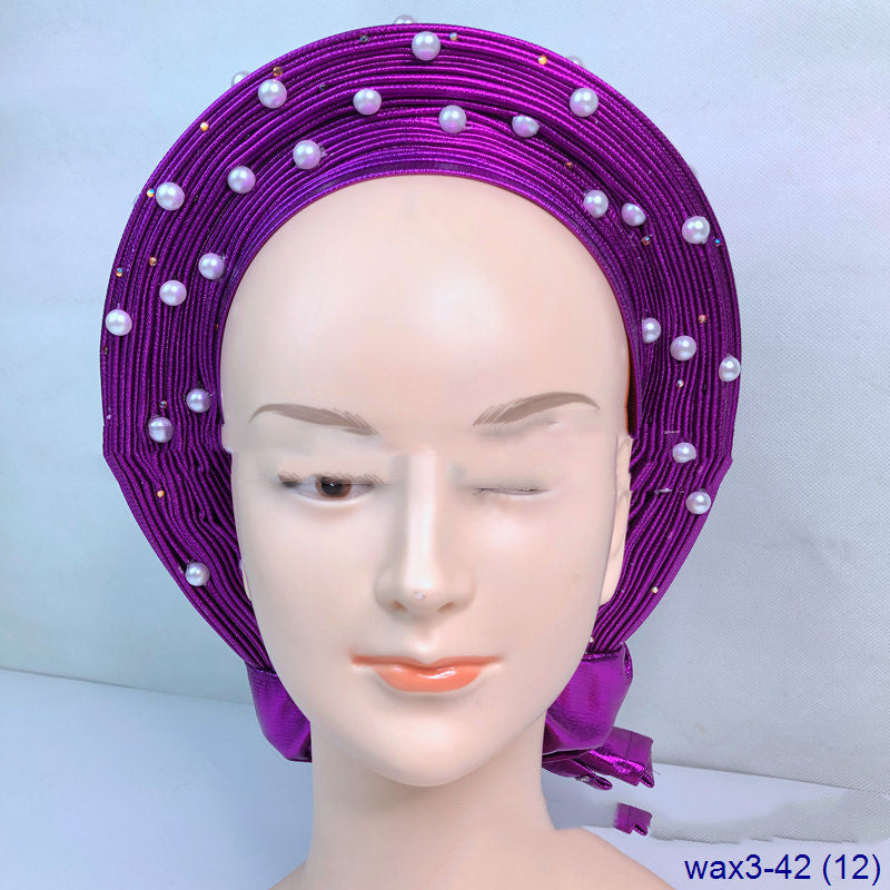 Pleated Pearl Gele Head Gear