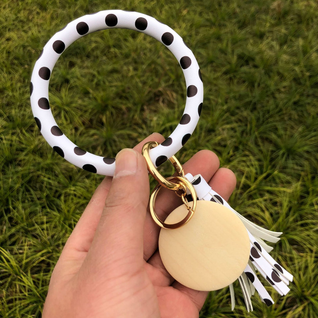 Leather Animal Print Bracelet with Tassle