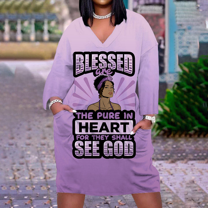 Inspirational Slogan Pullover Dress