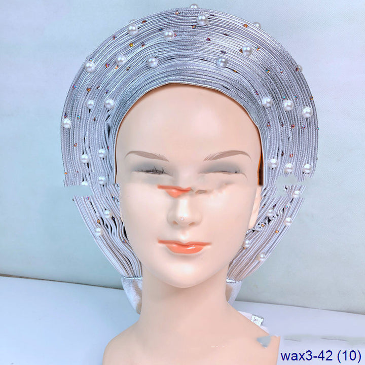 Pleated Pearl Gele Head Gear