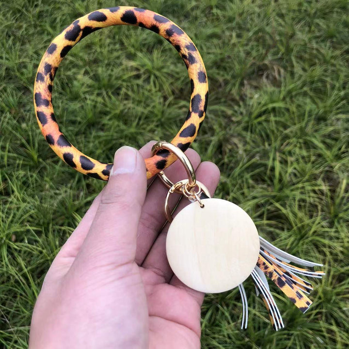 Leather Animal Print Bracelet with Tassle