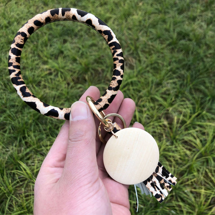 Leather Animal Print Bracelet with Tassle