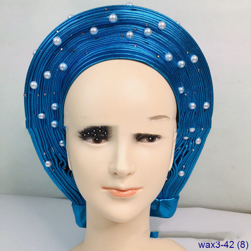 Pleated Pearl Gele Head Gear