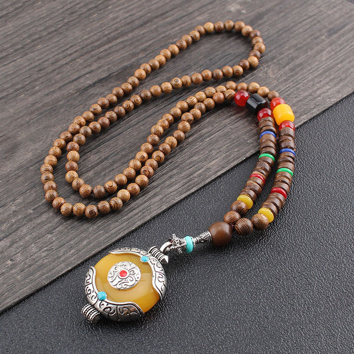 Men's Ethnic Style Wooden Bead Sweater Chain