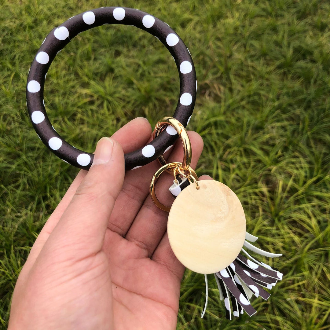 Leather Animal Print Bracelet with Tassle