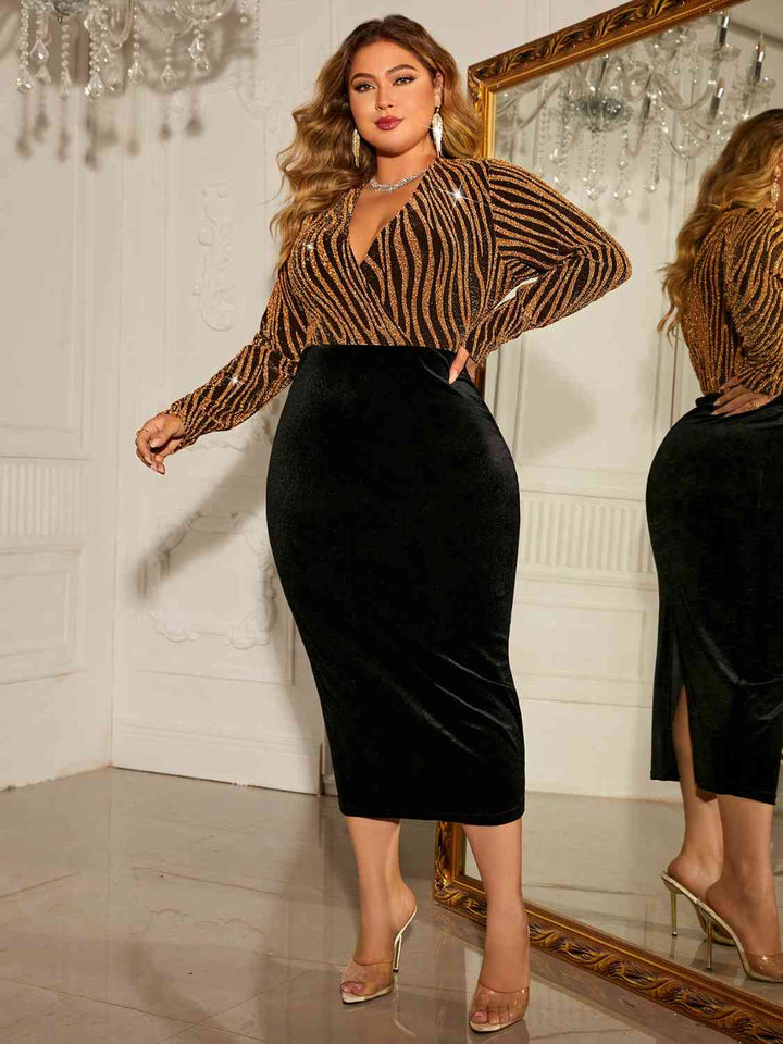 Sequined Gold Zebra Evening Dress