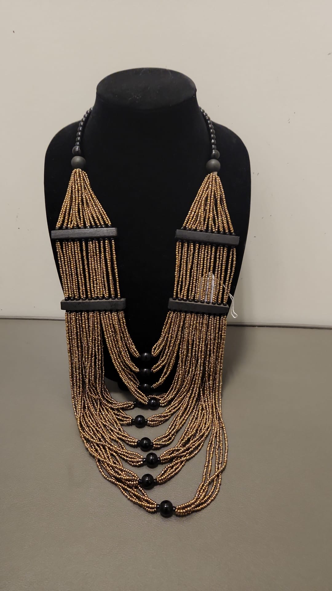 Long layered beaded necklace