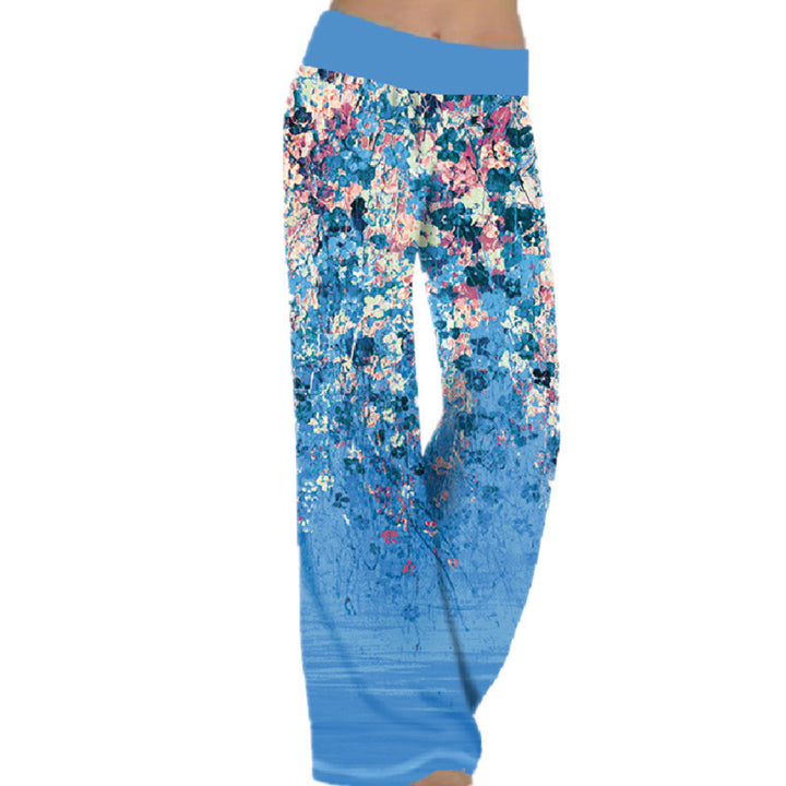 Women's Loose Positioning Printing Yoga Wide Leg Sports Trousers Women