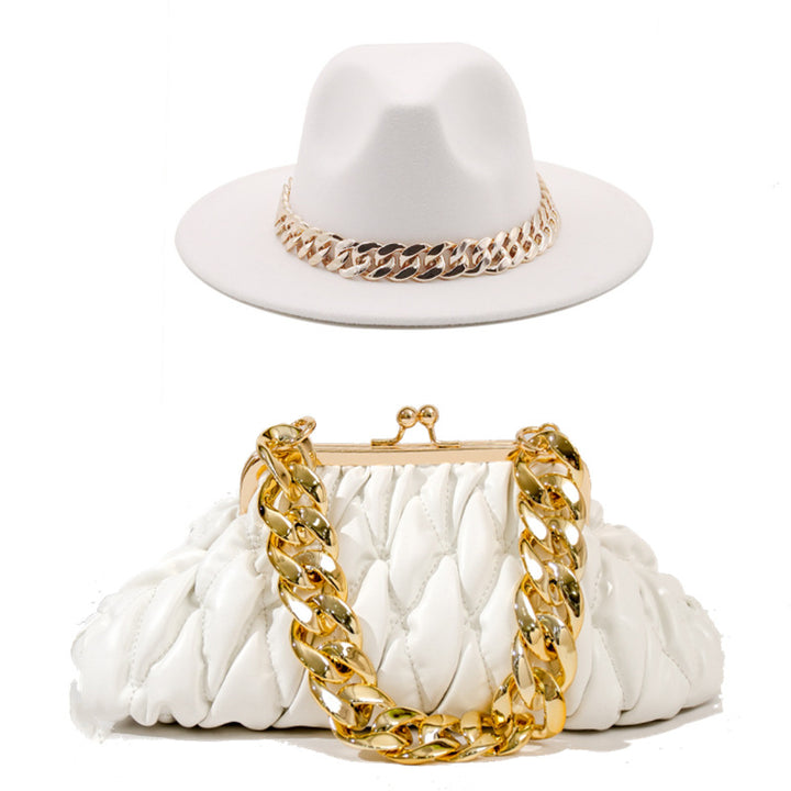 Fedora and Chunky Chain Bag Set