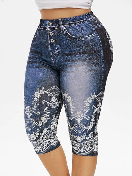 Denim High Waist Capri Jeggings