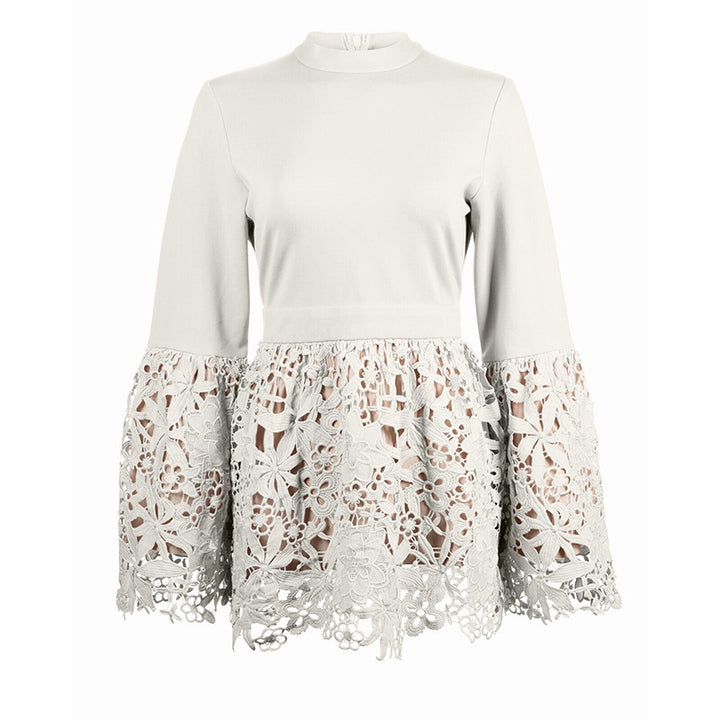 Lace Peplum Bell Sleeve Top