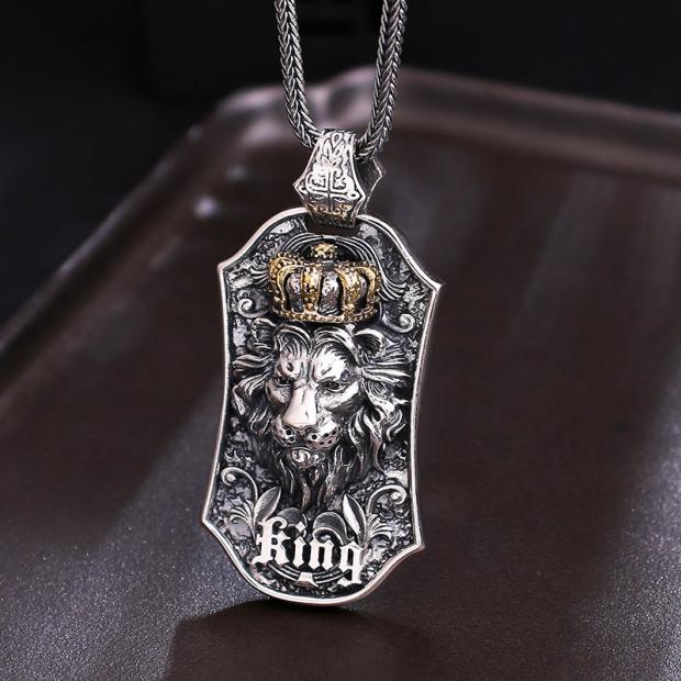 Antique Silver Lion King Pendant