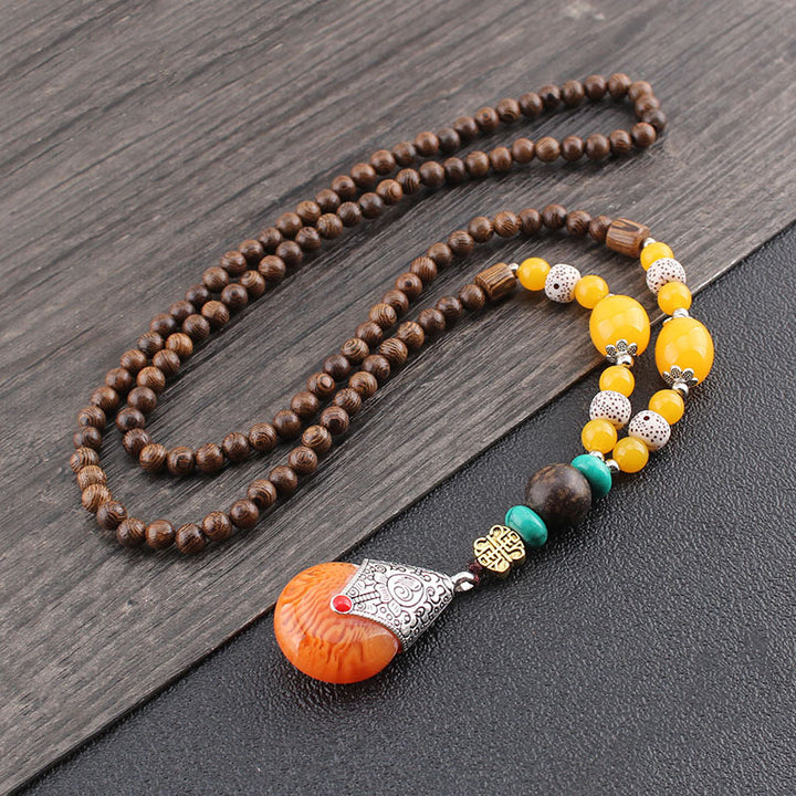 Men's Ethnic Style Wooden Bead Sweater Chain