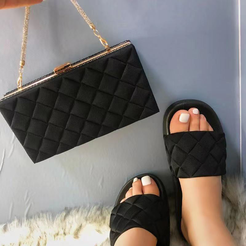 Quilted Bag and Slide Slipper Set