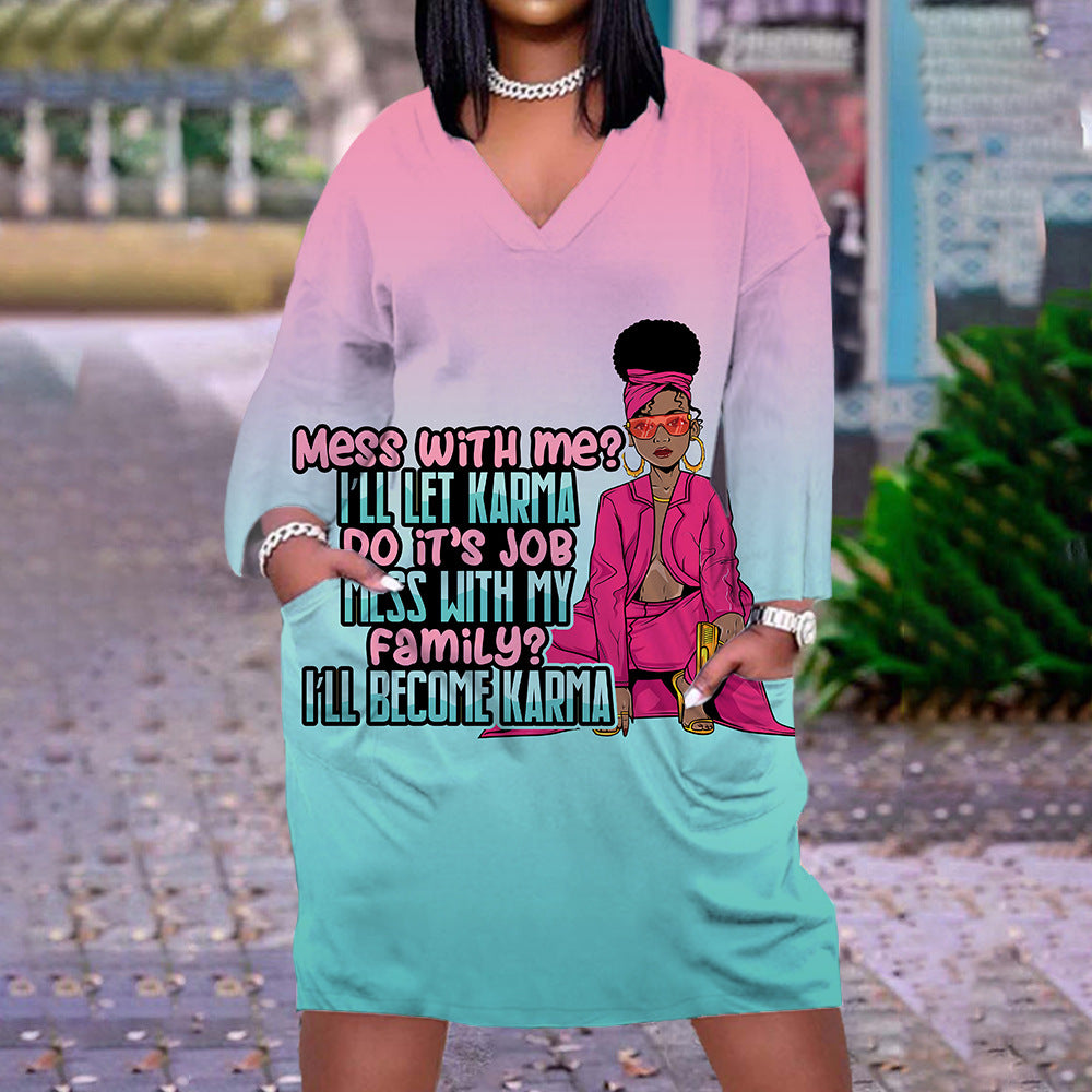 Inspirational Slogan Pullover Dress