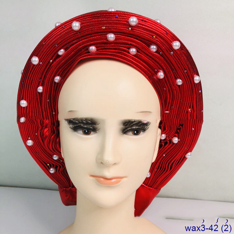 Pleated Pearl Gele Head Gear