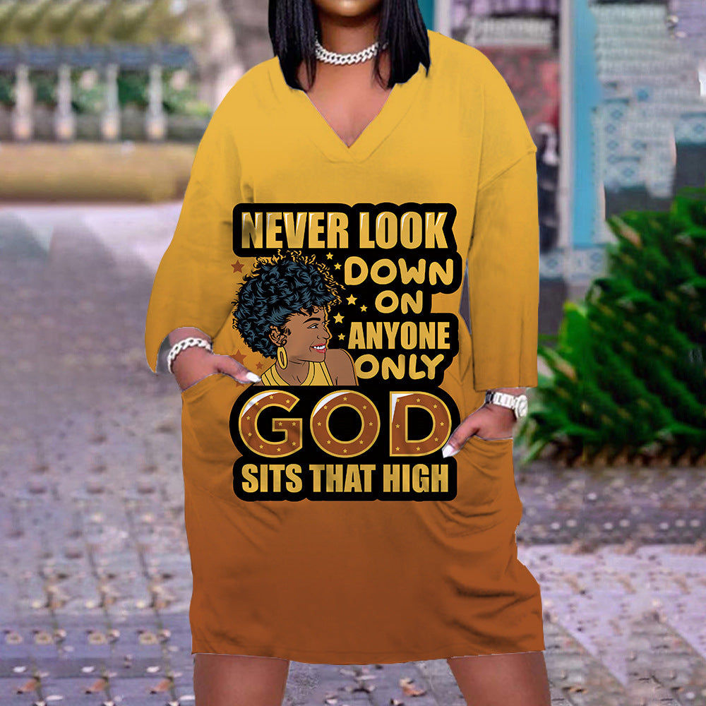 Inspirational Slogan Pullover Dress