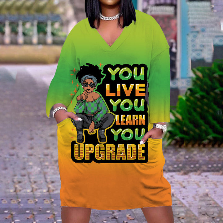 Inspirational Slogan Pullover Dress