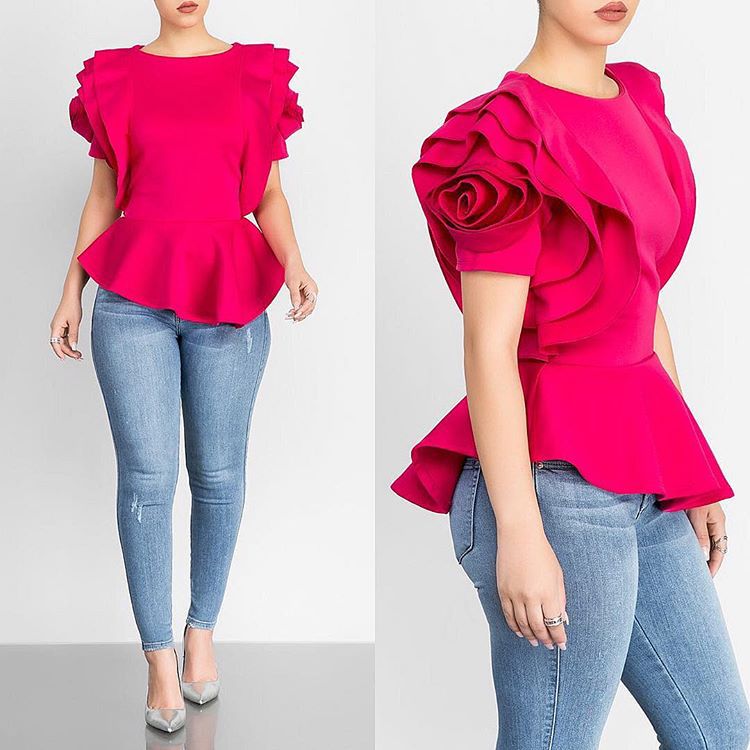 Flower Sleeved Women's Top