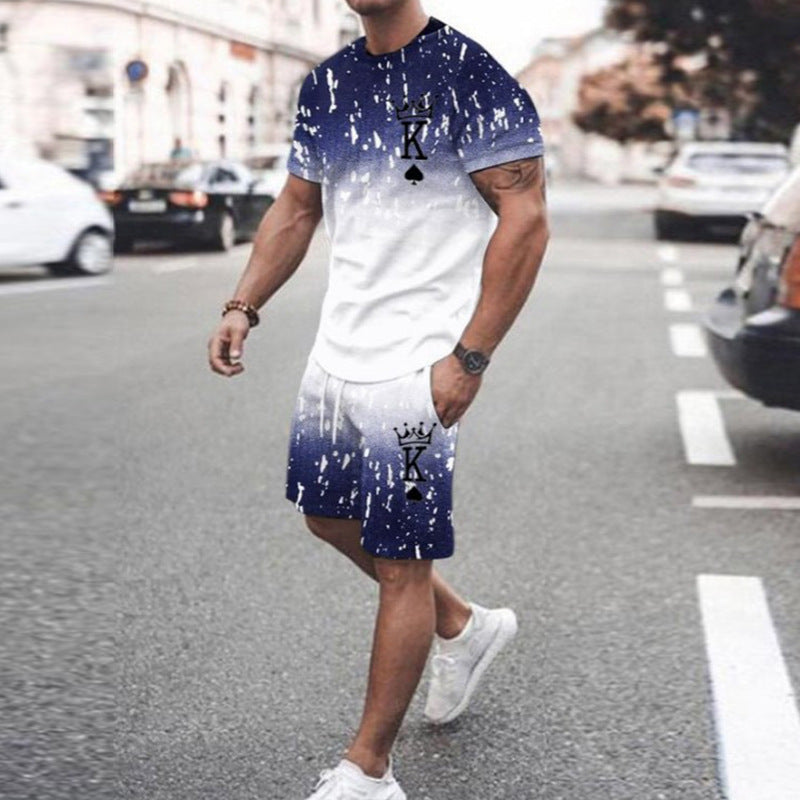 Short-sleeved Cotton Shorts Set - Men's