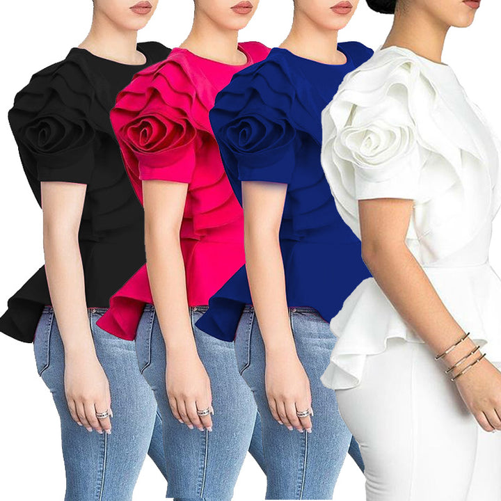 Flower Sleeved Women's Top