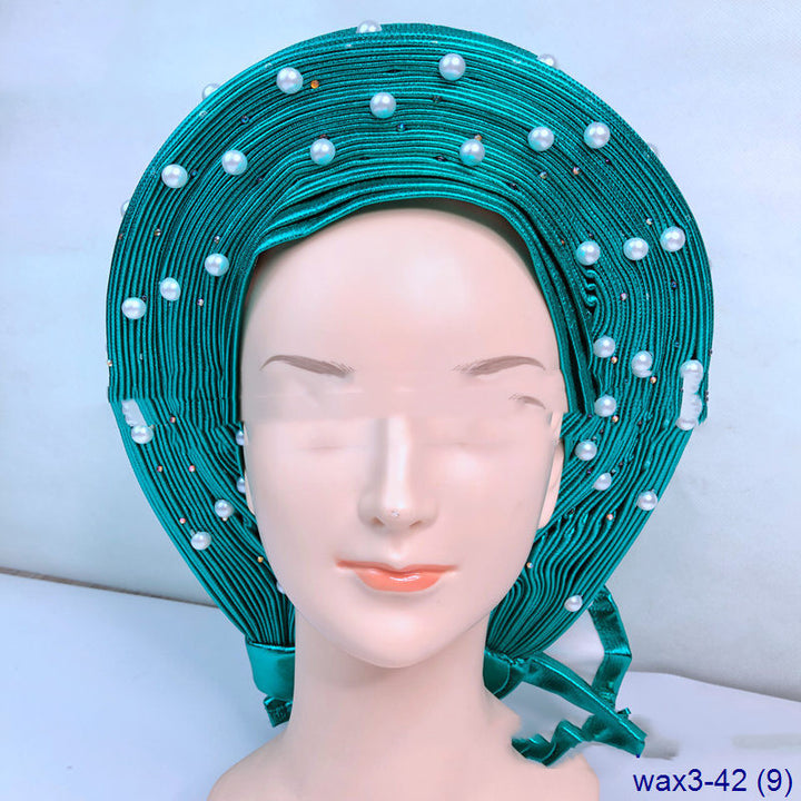 Pleated Pearl Gele Head Gear