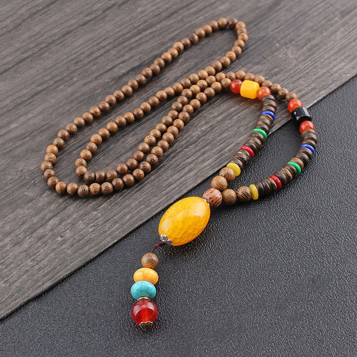 Men's Ethnic Style Wooden Bead Sweater Chain